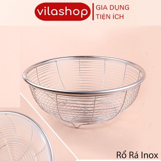 Rổ rá inox nan thưa vila, rổ rá inox có chân dùng rửa rau củ quả, đựng đồ chiên rán tiện lợi