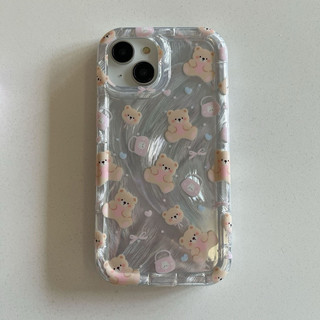 Ốp iphone full viền hoạ tiết teddy sliver