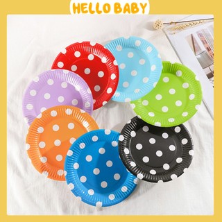 Set 10 đĩa giấy chấm bi trang trí, phục vụ sinh nhật, tiệc