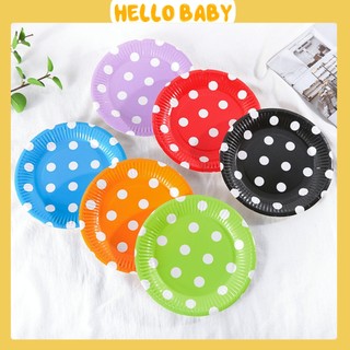 Set 10 đĩa giấy chấm bi trang trí, phục vụ sinh nhật, tiệc (18cm)