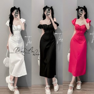 Đầm nữ mặc được hai kiểu trễ vai và có tay, form dài kín đáo khoe dáng dễ mặc, điệu đà