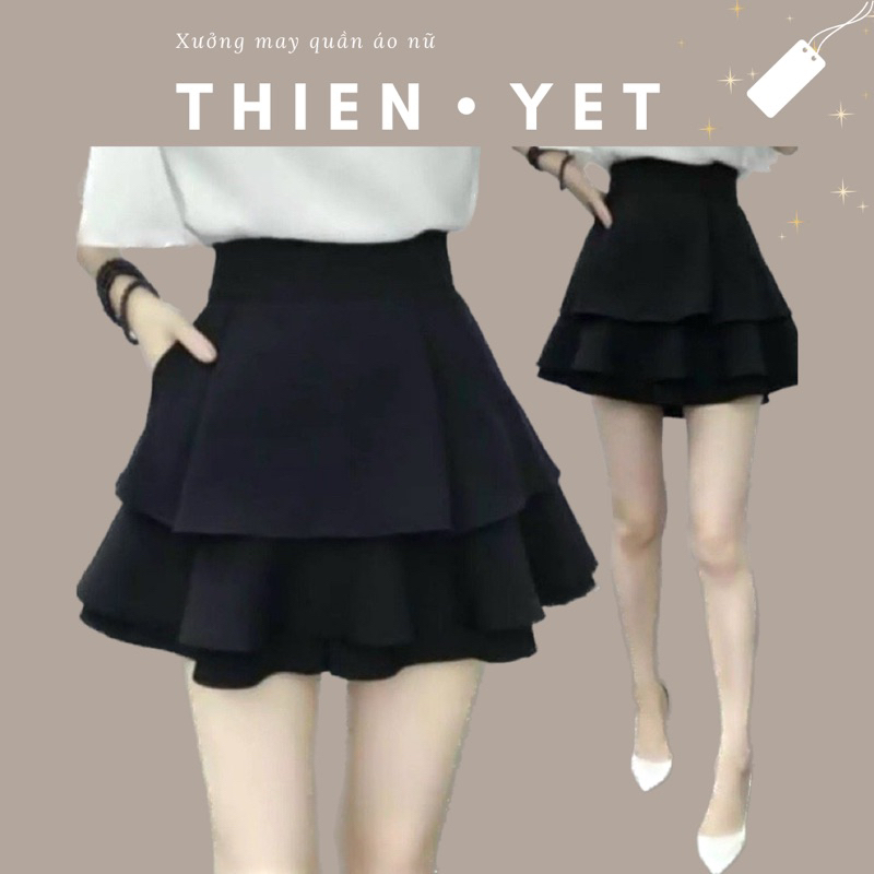 [ XẢ KHO ] Chân váy 2 TẦNG TRƠN (cạp dây kéo - có quần trong) xoè hai tầng nhảy múa đi học đi chơi đi làm nữ - Thiên Yết