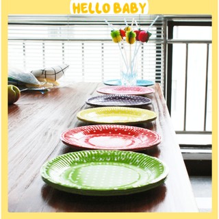 Set 10 đĩa giấy chấm bi trang trí, phục vụ sinh nhật, tiệc (18cm)