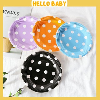 Set 10 đĩa giấy chấm bi trang trí, phục vụ sinh nhật, tiệc (18cm)