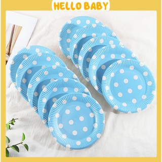 Set 10 đĩa giấy chấm bi trang trí, phục vụ sinh nhật, tiệc (18cm)