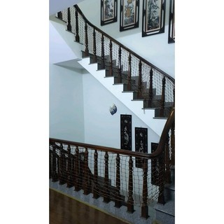 Lưới chắn cầu thang an toàn màu nâu nhiều kích cỡ tặng kèm dây buộc