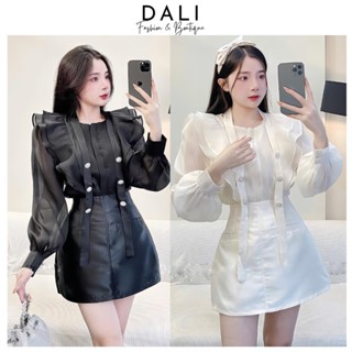 Set Dự Tiệc 2 Món Gồm Áo Voan Bèo Phối Dây Đính Đá + Chân Váy Tafta Dáng Tiểu Thư Sang Chảnh
