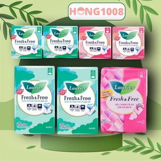 Băng vệ sinh Laurier Fresh and Free siêu mỏng , dày có cánh và không cánh - Fresh & Free Siêu thấm tối đa làn da êm ái