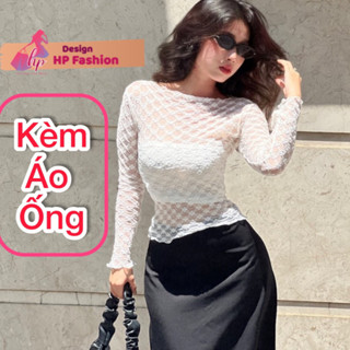 Áo thun lưới dài tay ren xuyên thâu kèm áo ống không mút, set áo kiểu nữ mùa hè tôn dáng sang chảnh đi chơi đi biển G836
