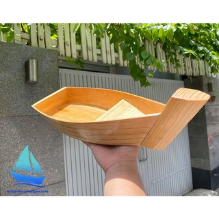 Thuyền gỗ cắm hoa 40cm, khay thuyền gỗ đựng sashimi, thuyền sushi nhà hàng Nhật gỗ Thông nhập khẩu