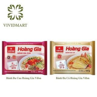  – VIFON – Bánh đa Hoàng Gia 2 vị: Bánh Đa Cua, Bánh Đa Cá (có gói cá/ cua) (120g/gói) - Bánh đa ăn liền Vifon