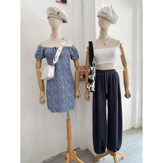 ĐẦM HOA NGẮN TRỄ VAI NHÚN NGỰC- THẮT NƠ