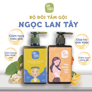 Combo Dầu Gội dưỡng tóc giảm rụng và Sữa Tắm sáng da, sạch mụn Ngọc Lan Tây 280ml- Thỵ Thảo Herbal