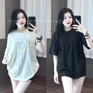 Áo thun vải xước đính đá , Chất vải xước tàu 2 lớp mềm mát