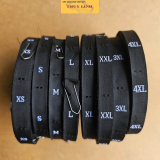 Nhãn dệt size chữ, màu đen, nhãn mác quần áo từ xs - 4xl