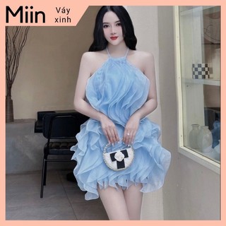 Váy yếm tơ bèo sóng dáng ngắn