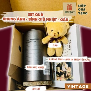 Set quà tặng KHUNG ẢNH-BÌNH GIỮ NHIỆT-GẤU- tặng người yêu, bạn gái, bạn trai, Anniversary, sinh nhật