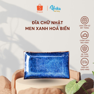 Đĩa chữ nhật men xanh hoả biến - đĩa chữ nhật men xanh hoả biến - gốm sứ cao cấp bát tràng