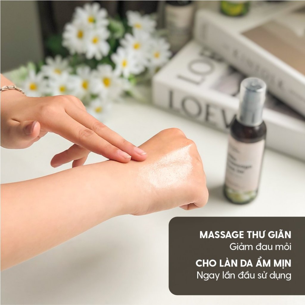 Dầu Massage Body Hương Hoa Hồng HENY GARDEN, Dưỡng Da Từ Dầu Mát Xa Hạt Nho, Olive và Cám Gạo