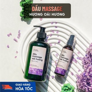 Dầu Massage Body Oải Hương Lavender HENY GARDEN, Dưỡng Da Từ Dầu Mát Xa Hạt Nho, Olive và Cám Gạo