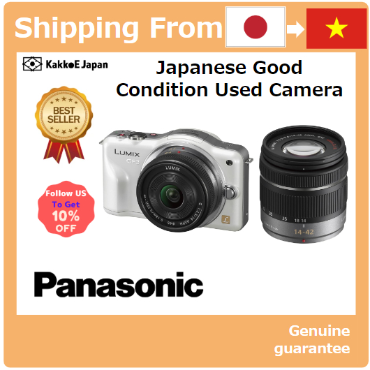 [Máy ảnh đã qua sử dụng tại Nhật Bản] Máy ảnh ống kính rời không gương lật Panasonic LUMIX GF3 Bộ zoom kép Shell White DMC-GF3W-W [Japan Used Camera] Panasonic Mirrorless Interchangeable Lens Camera LUMIX GF3 Double Zoom Kit Shell White DMC-GF3W-W