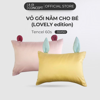 Vỏ Gối Nằm Lụa Tencel 60s Tai Thỏ/Tai Gấu Size 35x50 cm Cho Bé Cao Cấp À Ơi Concept Màu Trơn  nhiều màu sắc
