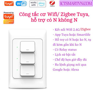 Công tắc cơ Wifi/Zigbee Tuya 1-4 nút bấm