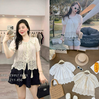 Áo sơ mi thô viền ren hàng QC freesz (dài tay và cộc tay) 5699 5837