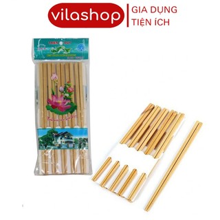 Bộ 10 đôi đũa gỗ cao cấp thiên duy, đũa gỗ tự nhiên màu sáng đẹp