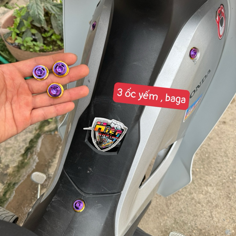 3 ốc kèm long đền gắn yếm xe wave 50/100/110