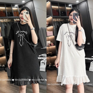 Váy xuông mềm mại tiểu thư [ Shop chỉ bán loại 1 ] cottong nơ ngực chân voan