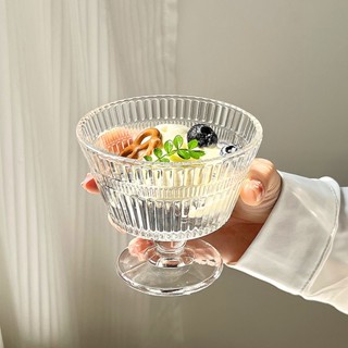 Ly đựng kem, ly uống cocktail dáng loe sọc,chất liệu thuỷ tinh chịu nhiệt (dung tích 340ml)