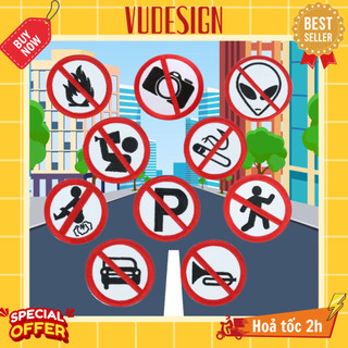 Sticker dán vải, sticker ủi thêu quần áo, balo, túi, mũ biển báo cấm warning sign vudesign