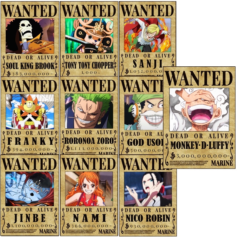 10 tấm Poster One piece Băng mũ rơm mới nhất, tranh dán tường One Piece