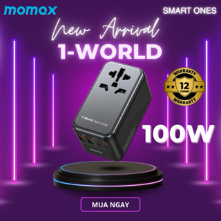 Ổ cắm du lịch Momax UA10 1-World 100W GaN 4 cổng + Bộ đổi nguồn