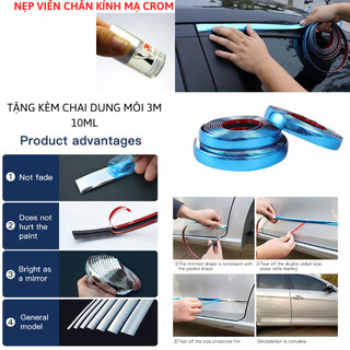 Cuộn nẹp trang trí viền chân kính Ô tô, Xe hơi đa năng mạ Crom 2cm x 15m
