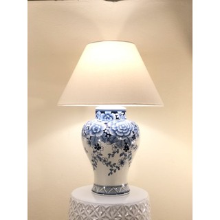 Đèn sứ để bàn- Đèn sứ Bát Tràng men Lam- sang trọng lịch lãm- Trang trí phòng khách-table lamp/ control table lamp