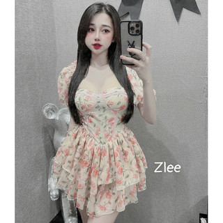 Váy Tơ Hoa Cúp Ngực Viền