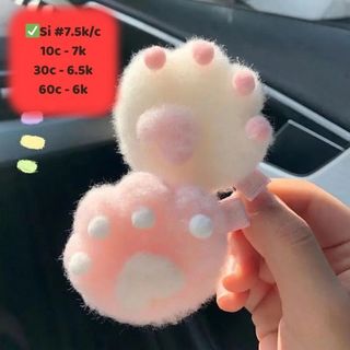 Set 2 kẹp tóc chân mèo lông hồng trắng dễ thương