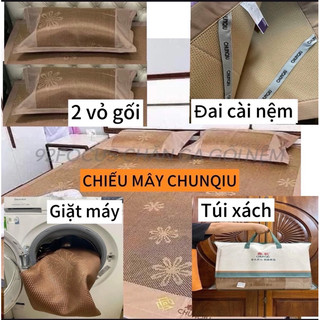 Chiếu mây điều hòa chunqiu kèm túi và 2 vỏ gối, chiếu chunqiu mẫu mới 2024