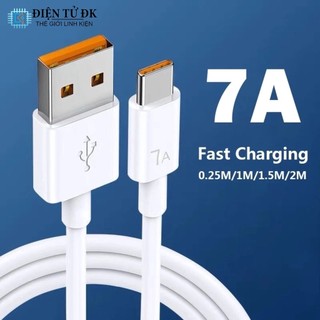 Cáp sạc 7a 6a sạc nhanh 22.5w type c màu trắng 1m, 0,25m