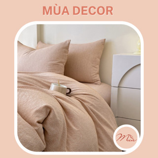 ALBUM Đũi Muji Minimal style - Bộ vỏ chăn, ga và vỏ gối đũi kẻ Mùa Decor