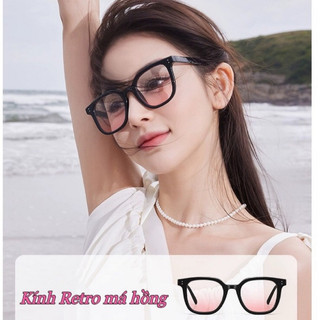 Mắt Kính Nữ Thời Trang, Kính Mát Form Vuông Kiểu Dáng Má Hồng Xinh Xắn - 5178