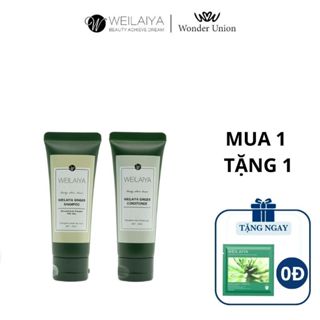  Cặp dầu gội đầu và dầu xả tóc thảo dược MINI Weilaiya gừng trắng giúp ngăn rụng và kích thích mọc tóc size du lịch 20ml 
