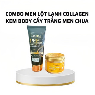 Combo Men Lột lạnh Nicolas và Kem Body cấy Trắng Men chua