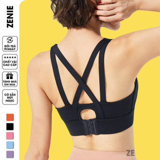 Áo Bra Tập Gym Zenie Nâng Ngực Bra Tập Gym Yoga Định Hình Có Mút Ngực Quai Chéo 4 hàng móc cài A42