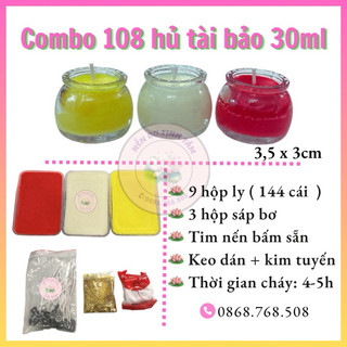 Combo 108 ly tài bảo 30ml, cháy 5h - nến bơ tịnh tâm