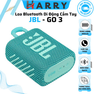 Loa di động cầm tay jbl go 3 , loa nghe nhạc công suất lớn, loa bluetooth bass mạnh, kháng nước và bụi ip67, công nghệ j