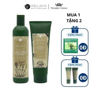 Cặp dầu gội xả tóc thảo dược Weilaiya gừng hà thủ ô giúp dưỡng đen và kích thích mọc tóc