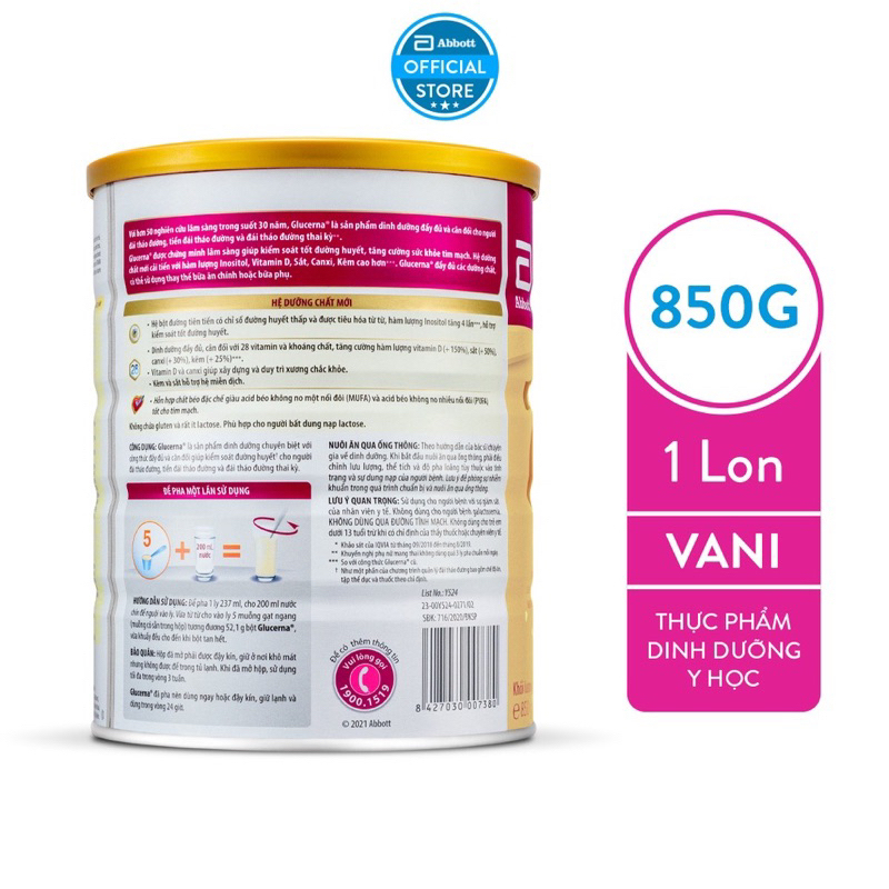 Sữa bột dành cho người bị tiểu đường Glucerna Abbott 850g